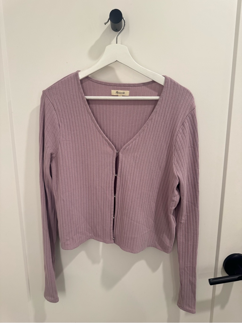 Madewell Mauve Ribbed Button Cardigan